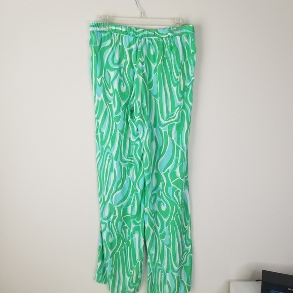 Lilly Pulitzer Cambridge Palazzo Wide Leg Pants Green Groovy Print Size S Y2K - Picture 8 of 12